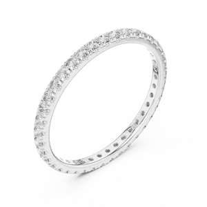 Anillo de Eternidad Delgado con Corte en U y Diamantes Cultivados en Laboratorio, Plata 925, Unisex, Apilable, Delicado, para Aniversario de Bodas, Brillante - Product Image 4