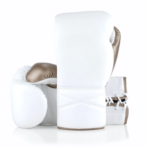Guantes de Boxeo Profesionales 2026 de Cuero Vacuno y Cuero PU, Color Blanco Dorado, de Alta Calidad para Combate - Product Image 1