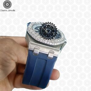 Montre de luxe pour homme Charm Jewells en acier inoxydable, boîtier de 40 mm, accent diamant, verre saphir, mouvement mécanique analogique, 10 bars - Product Image 3