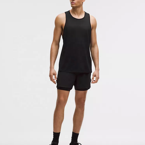 Débardeur tricoté respirant noir pour homme, col rond, uni, sportif, fitness, sans manches - Product Image 2