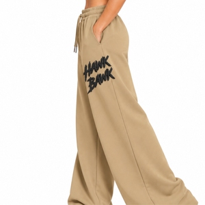 Pantalon de survêtement évasé long pour femme, style décontracté quotidien, coupe ample, imprimé bouffant, pour femme moderne - Product Image 3