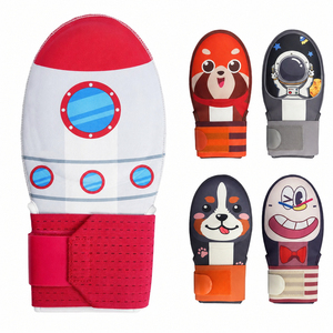 Mitaines coulissantes mignonnes à motifs de fusées et d'animaux pour enfants, réutilisables et réglables, pour la protection des paumes - Product Image 1