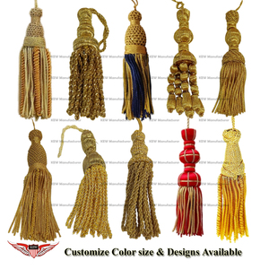 พู่ห้อยปักลายคุณภาพสูง ทนทาน สีทองและสีเงิน สำหรับตกแต่งชุดพิธีกรรมทางศาสนา  แบบเมทัลลิก - Product Image 4