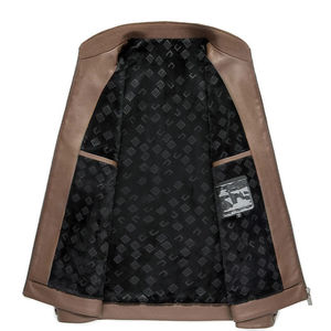 Premium Quality Winter High Street Cow Skin Leather <b>Jacket</b> Men <b>Mandarin</b> <b>Collar</b> Slim Casual Windproof Waterproof Breathable - Product Image 6