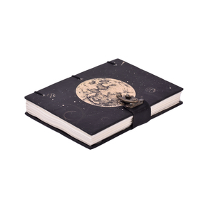 <b>A5</b> Size Moon Space Design Handmade Paper Notebook Lock Diary | 200 Pages Double Side Eco Friendly Journal Aesthetic Night Theme - Product Image 3
