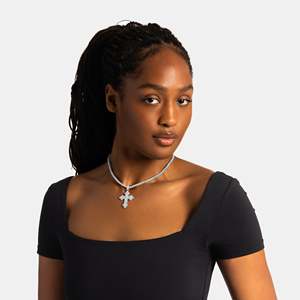 Collar con Colgante de Cruz Iced Out de Moissanita, Plata 925 Bañada en Rodio, Joyería Religiosa Cristiana Unisex con Cadena de Caja - Product Image 4