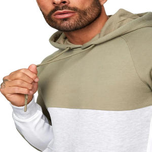 Survêtement à capuche pour homme, couleur olive et blanc, manches longues, décontracté, pour l'automne, avec poches latérales, coupe classique - Product Image 4