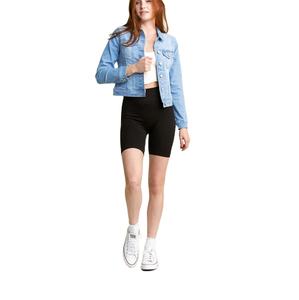 ราคาขายส่ง บริการ OEM เสื้อแจ็คเก็ตยีนส์ผู้หญิงทรงยาว สไตล์ลำลอง ติดกระดุม ทรงโอเวอร์ไซส์ บุผ้าสแปนเด็กซ์ วิธีการทอผ้าแบบถัก - Product Image 6