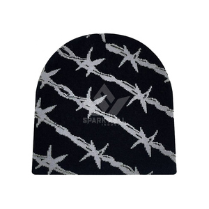 Bonnet unisexe à motif fil de fer barbelé, 100% acrylique, impression par sublimation, style décontracté, taille adulte 56-58CM - Product Image 3
