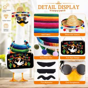 Disfraz de Ganso Mexicano para Fiesta, Serape Arcoíris, Bandana, Sombrero, Decoración para Patio y Jardín - Product Image 5
