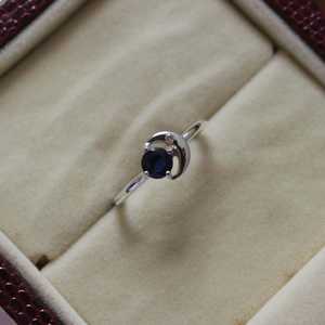 Bague saphir bleu en argent sterling S925, bijou élégant, cadeau pour elle, bijoux fins, bague pour femme - Product Image 3