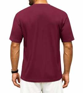<b>Men's</b> Burgundy Short Sleeve O-Neck T-Shirt Regular Fit 100% Cotton Eco-Friendly Front Logo Casual Knitted Solid Color - Product Image 3