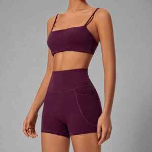 Conjunto de Shorts y Sujetador Deportivo de Yoga para Mujer, de Secado Rápido, Compresión, Transpirable, Elástico, con Diseño Trenzado y Cierre con Cordón - Product Image 6