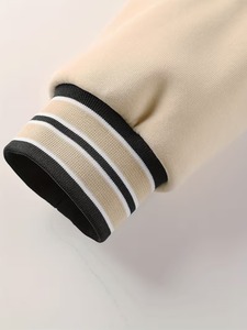Veste de sport de haute qualité 100% coton pour hommes, noire et beige, avec logo brodé, coupe régulière, fournisseur OEM - Product Image 4