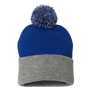 Bonnet d'hiver unisexe en coton rayé 56-58CM respirant et imperméable avec pompon tricoté pour adulte, décontracté, rouge, noir, blanc - Product Image 2