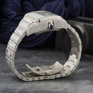 Montre de luxe Moissanite sertie de pierres, cadran carré baguette, chiffres romains, bijoux Hip Hop, montre éblouissante - Product Image 4