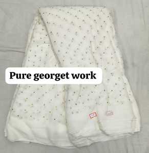 Tissu en viscose pure, georgette, enduit PA, lourd, teintable |   Saris et Kurtis en tissu non cousu respirant de qualité supérieure - Product Image 1