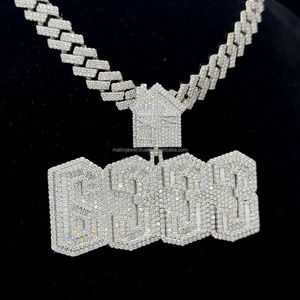 Luxe Hip Hop Offre Spéciale Numéro de Chance Pass Personnalisé Baguette Diamant Glacé Pendentif Pour Hommes Grand Pendentif Bijoux En Argent - Product Image 3