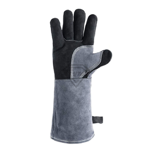 Heavy Duty Heat Resistant Split Leather Welding <b>Gloves</b> <b>Long</b> Cuff Industrial Protective Gauntlets For Construction And Workshop - Product Image 2
