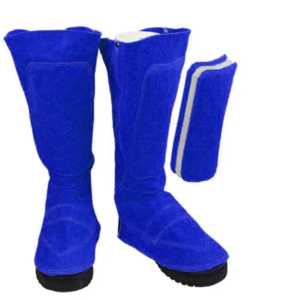 Guêtres de soudeur en cuir croûte de vachette haute performance, résistantes aux flammes, protections industrielles pour la sécurité au travail - Product Image 5