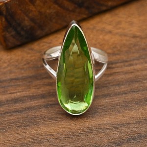 Green Amethyst Gemstone Ring Handmade 925 Sterling <b>Silver</b> Natural Green Amethyst Jewelry Gift For Mother Women - Product Image 3