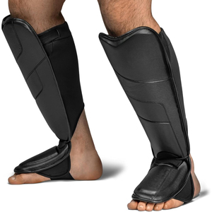 Espinilleras de Cuero PU para Kickboxing, Protección con Correas Ajustables, Equipo de Entrenamiento - Product Image 1