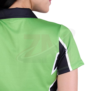 Polo à manches courtes color block vert, noir et blanc, en tissu tricoté décontracté, séchage rapide, style sportif, 100 % coton - Product Image 3