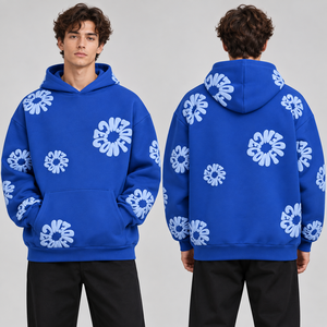 Burnt <b>Orange</b> Puff Printed <b>Hoodies</b> Dark Floral Pattern Private Label Graphic Placement Size Options Color Selection Everyday Wear - Product Image 3