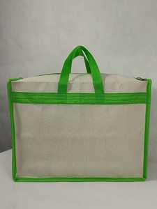 Large Canvas <b>Tote</b> <b>Bag</b> with <b>Zipper</b> Closure Green Rope Handles Adjustable Shoulder Strap Reusable Shopping Carry <b>Bag</b> - Product Image 5