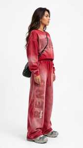 Conjunto Deportivo 2 en 1 para Mujer Peaceetik, Invierno, Lavado Ácido, Cuello Alto, Manga Larga, Estampado de Letras, Pantalones Deportivos Holgados con Cierre - Product Image 2