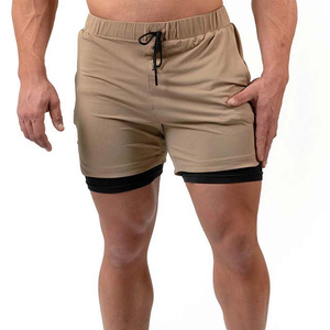 Men's Sporty Solid Eco-Friendly Anti-Wrinkle Breathable Quick Dry Woven Double <b>Layer</b> Zipper Pocket Cotton Spandex Running - Product Image 1