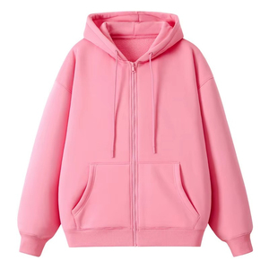 Sudadera con capucha de alta calidad para hombre, talla grande, con cremallera, estilo americano, corte holgado, color sólido, forro polar, gruesa, informal. - Product Image 5