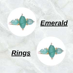 Wedding Wear 925 Sterling Silver 14K Gold Plated Channel Setting <b>Emerald</b> Gemstone Women Classic <b>Ring</b> - Product Image 4
