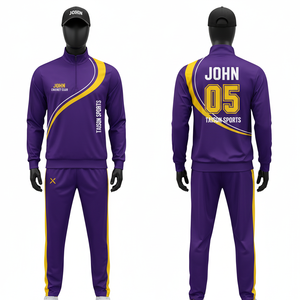 Mens Cricket Training <b>Tracksuit</b> 220 GSM Premium Polyester Interlock Green Orange <b>White</b> Panel Design Custom Sublimation Logo - Product Image 3