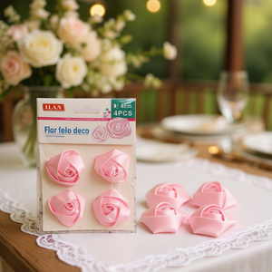 Décorations florales en tissu Ilan 4 cm rose 4 pièces pour décoration de mariage - Product Image 2
