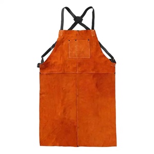 Tablier de travail robuste en cuir de vachette pleine fleur, résistant aux flammes, certifié CE, respectueux de l'environnement, pour la soudure industrielle, avec manchons de protection - Product Image 1