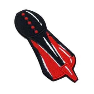 Custom Embroidered Patch Red Black Irregular Shape <b>Sew</b>-On Fabric Applique For Garment Simple Style Badge - Product Image 2