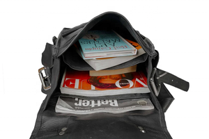 Sac à dos convertible Vintage fait à la main en cuir de chèvre pur doublure en toile doux confortable antivol vente chaude couleur noire pour - Product Image 2