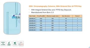 Colonnes de chromatographie avec disque fritté et clé en PTFE, fabriquées en borosilicate 3.3 - Product Image 2