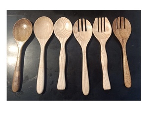Forme personnalisée manche incurvé bois d'acacia cuillère fourchette bols ensemble fabriqué à la main pour la cuisine usage domestique cadeau souvenir cadeaux en bois - Product Image 5