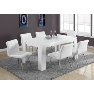 Tavolo da Pranzo Rettangolare Moderno Contemporaneo 60 Pollici per Cucina e Sala da Pranzo in Laminato Bianco - Product Image 4