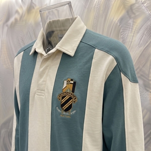 Maillot de football à manches longues rayé Snowgrace, col rabattu, logo brodé, coupe classique, chemise de sport pour homme - Product Image 6