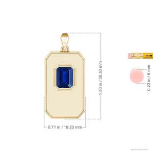14K <b>Solid</b> <b>Gold</b> Emerald-Cut Blue Sapphire Gemstone Men's Elongated Octagon Plate <b>Pendant</b> With Chain Necklace Luxury Fine Jewelry - Product Image 3