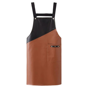Tablier en PU gris et noir, résistant à l'eau, style simple avec poche pour la cuisine et l'usage quotidien - Product Image 2