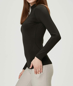 New Luxury Solid Color <b>Compression</b> Shirt for <b>Women</b> Yoga Sports Wear Brushed Tight High Stretch Nude Soft Long Sleeve Yoga <b>Top</b> - Product Image 5