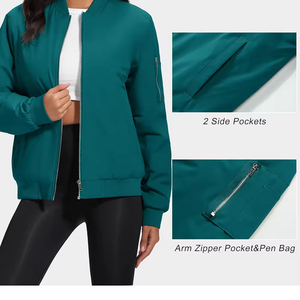 Chaqueta Bomber Ligera de Moda para Mujer al por Mayor, Cortavientos Casual con Cremallera, Abrigo de Piloto Ajustado, Prenda Exterior Estilo Universitario para Primavera - Product Image 5