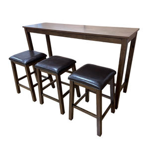 Ensemble table et chaises de salle à manger rectangulaire moderne, avec comptoir de salon, tabouret haut en bois simple et table murale de bar pour la maison - Product Image 4