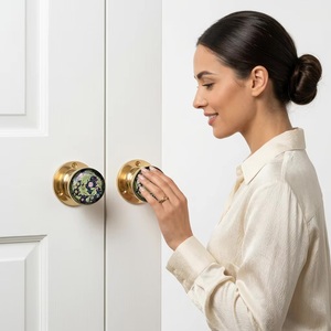 Round Ceramic Cabinet Knob with Floral Porcelain Design Modern Furniture Handle Adjustable for <b>Kitchen</b> and Bedroom Use - Product Image 2