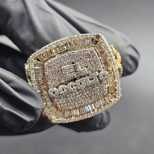 Certified Attractive IGI Certified Diamond Hip Hop <b>Statement</b> <b>Ring</b> 925 <b>Silver</b> 14K Gold Plated Custom Cocktail Wedding - Product Image 5