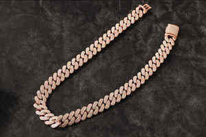 Luxury Rose Gold Cuban Link Moissanite Diamond <b>Chain</b> <b>Iced</b> <b>Out</b> Hip Hop Necklace VVS Premium Statement Jewelry Unisex Design - Product Image 3